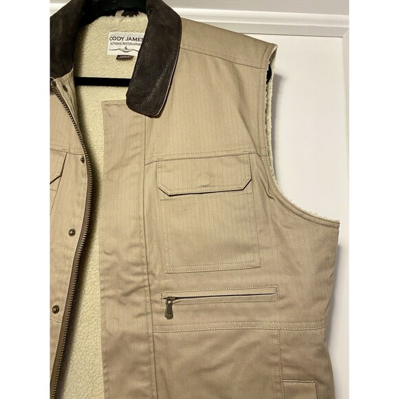 Cody James Vest Mens Size Large Tan Brown Sherpa Lined Western Cowboy Outdoors - Picture 5 of 8